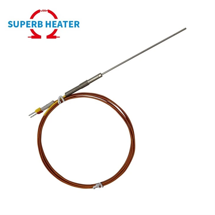Polyimide Wire Armored Probe Thermocouple, 1.5*80/100/120mm, K/J Type Flexible Temperature Sensor